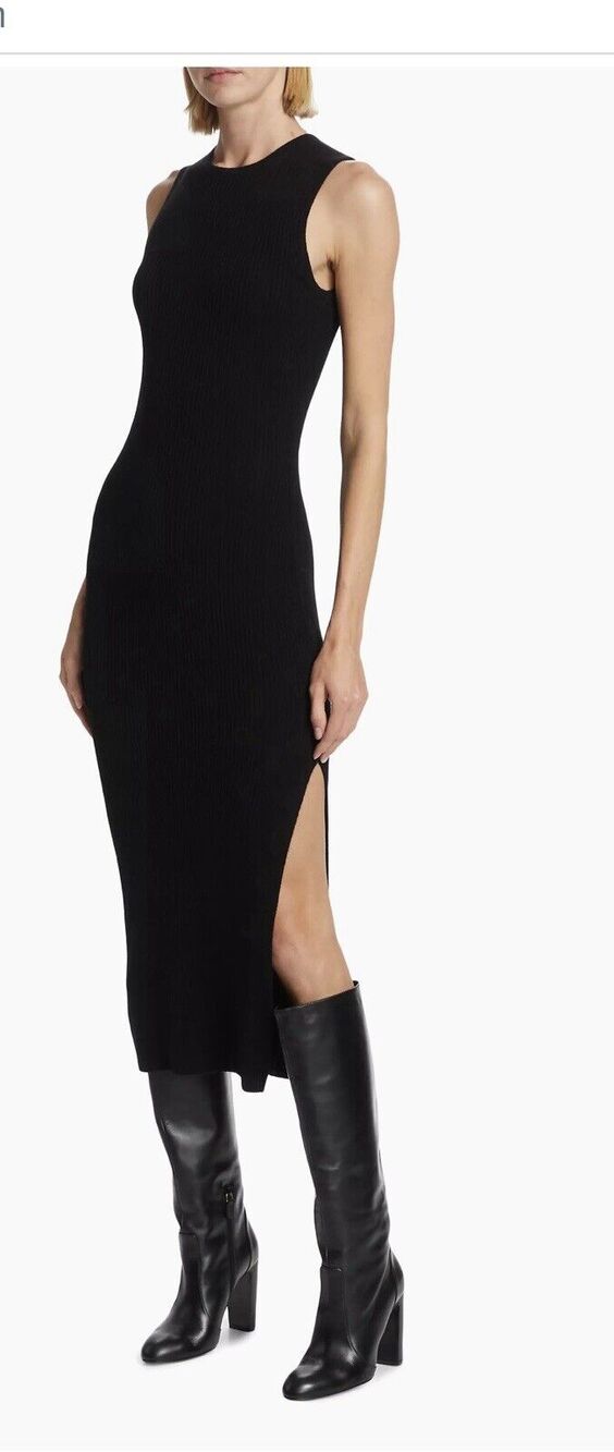 Reformation Basil Sleeveless Cashmere Midi-Dress in Black Size Small